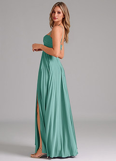 Azazie Tyla Bridesmaid Dresses Aqua A-Line Sweetheart Neckline Stretch Satin Dress image7