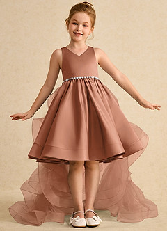 Azazie Julietta Blumenmädchenkleider Ballkleid Cabrio Tüll Kleid Bronzer image2