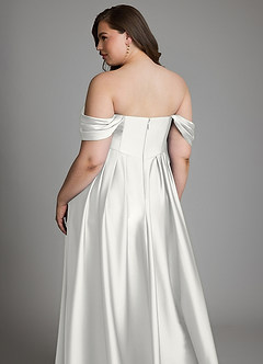 Azazie Loisa Brudtärnklänningar Klänning av A-linje i Stretch Satin Off the shoulder Vit image16