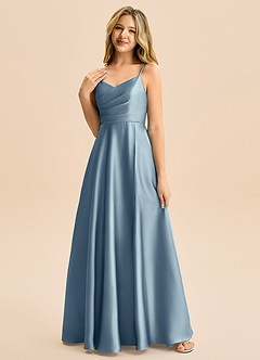 Azazie Rumi Junior Klä av A-Line i Stretch Satin Plisserad image3