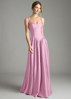 Azazie Evadina Bridesmaid Dresses Candy Pink A-Line Corset Stretch Satin Dress image1