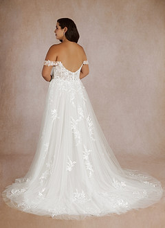 Azazie Wendie Robes de mariée Robe Trapèze en Tulle Paillettes Blanc De Diamant image14