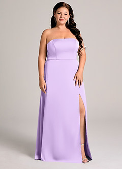 Azazie Wren Bridesmaid Dresses Lilac A-Line Strapless Stretch Satin Convertible Dress image4