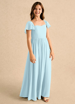 Azazie Patsy Girls Formal Jurken voor bloemenmeisjes A-lijn Jurk van Chiffon Sweetheart-halslijn Wolkenblauw image2