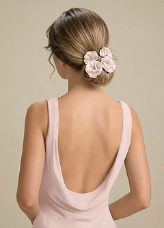 front Juego de cuatro pinzas para el cabello de satén elástico de colores a juego