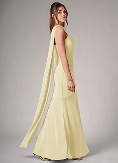 Azazie Kinsley Vestidos de damas de honor Vestido de Sorbete De Limón de Satén Elástico de Corte Sirena con Corte Lateral image6