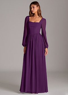 Azazie Maree Bridesmaid Dresses Grape A-Line Corset Chiffon Dress image1
