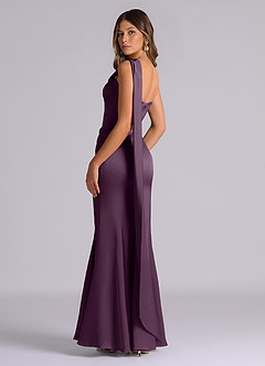 Azazie Inara Bridesmaid Dresses Plum Mermaid Pleated Stretch Satin Dress image6