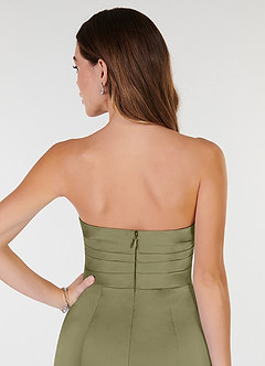 Azazie Yola Bridesmaid Dresses Pistachio Sheath V-Neck Pleated Stretch Satin Convertible Dress image7
