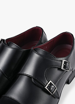 front Mocasines de cuero con doble hebilla para hombre