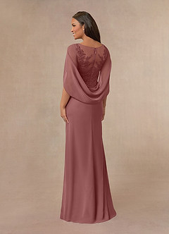 Azazie Hera Mother of the Bride Dresses Desert Rose A-Line Lace Capelet Chiffon Dress image3