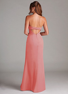 Azazie Leonis Bridesmaid Dresses Coral Sheath Strapless Chiffon Convertible Dress image5