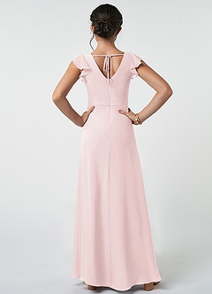 Azazie Claudine Junior Blushing Pink A-Line Pleated Chiffon Dress image2
