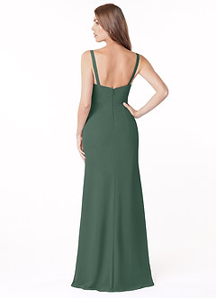 Azazie Salma Bridesmaid Dresses Sea Moss Sheath Side Slit Chiffon Dress image2