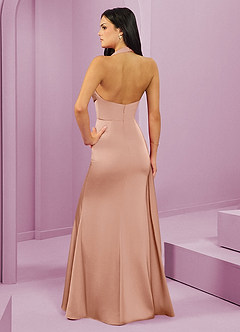 Barbie ♥ Azazie Bridesmaid Dresses Rose Gold Mermaid Pleated Stretch Satin Dress image7