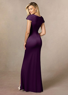 Azazie Anderson vestidos de madre de la novia Vestido de Uva de Satén Elástico de Corte En A con Plisado image5