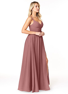 Azazie Chanel Bridesmaid Dresses Desert Rose A-Line Pleated Chiffon Dress image4