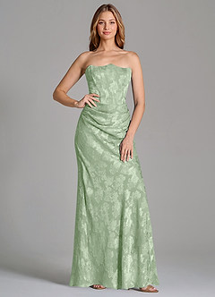 Azazie Ezrena Robes de demoiselle d'honneur Robe Sirène Convertible en Blumen-Burnout Sans bretelles Vert Sauge image1