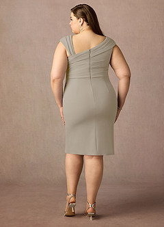 Azazie Cecily Final Sale Taupe Sheath Stretch Crepe Dress image7