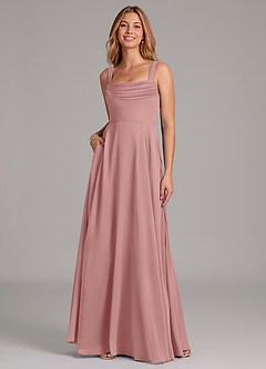 Azazie Shaude Bridesmaid Dresses Dusty Rose A-Line Pleated Chiffon Dress image3