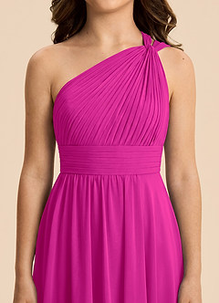 Azazie Skye Junior Vestido de Fucsia de Gasa de Corte en A con Plisado image5