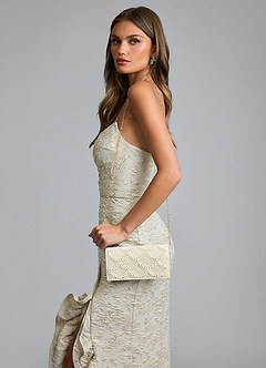 front Scalloped Pearl Embellished Clutch