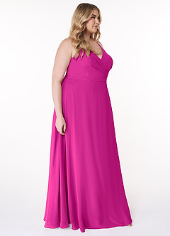 Azazie Davis Brautjungfernkleider A-Linie V-Hals Chiffon Kleid Fuchsia image10