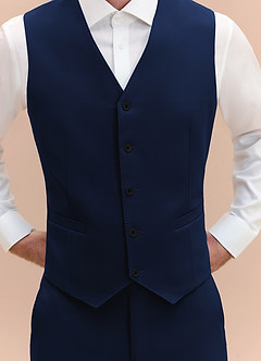 front James Blue Structured Stretch Suit Vest