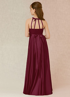 Azazie Arianthe Junior Mulberry A-Line with Pockets Stretch Satin Dress image2