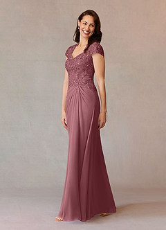 Azazie Junie Mother of the Bride Dresses Desert Rose A-Line Lace Chiffon Dress image7