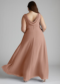 Azazie Karina Bridesmaid Dresses Champagne Rose A-Line Pleated Chiffon Dress image9