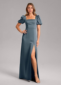 Azazie Fyona Brautjungfernkleider A-Linie Plissee Stretch-Satin Kleid Zwielichtviolett image1