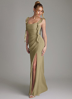 Azazie Jessamine Bridesmaid Dresses Moss Green Mermaid Corset Chiffon Dress image6