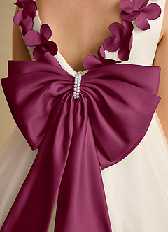 Azazie Lona Jurken voor bloemenmeisjes A-Lijn Jurk van Mat Satijn Boog Ivoor Moerbei image5