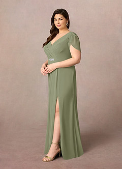 Azazie Marianne Mother of the Bride Dresses Pistachio Sheath V-Neck Pleated Chiffon Dress image8