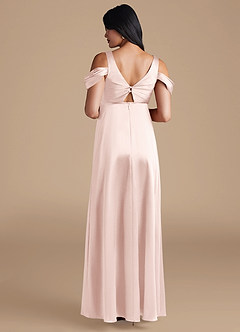Azazie Rhea Maternity Bridesmaid Dresses A-Line Pleated Metallic Satin Floor-Length Dress image2