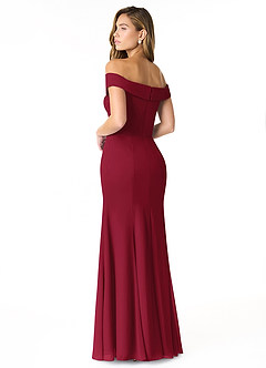 Azazie Lecia Bridesmaid Dresses Burgundy Empire Off-The-Shoulder Pleated Chiffon Convertible Dress image4
