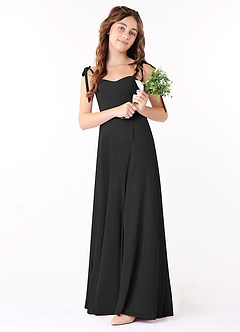 Azazie Rosey Junior Black A-Line Sweetheart Neckline Chiffon Dress image2