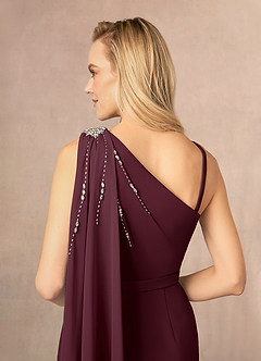 Azazie Gianna vestidos de madre de la novia Vestido de Cabernet de Crepé elástico con Hombro unilateral image5