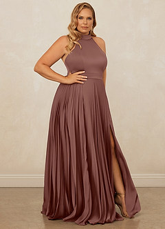 Christian Siriano Bridal for Azazie 1007 Bridesmaid Dresses Espresso A-Line Pleated Stretch Satin Dress image10