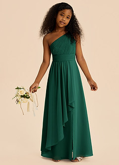 Azazie Skye Junior Emerald A-Line Pleated Chiffon Dress image2