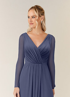 Azazie Teraso Mother of the Bride Dresses Stormy A-Line Pleated Mesh Dress image4
