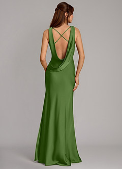 Azazie Cheryl Vestidos de damas de honor Vestido de Albahaca de Satén Elástico de Corte Sirena image5