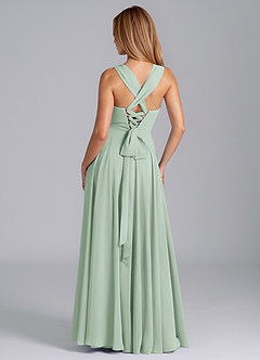 Azazie Darana Bridesmaid Dresses Agave A-Line Corset Chiffon Dress image7