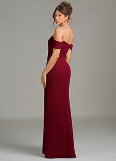 Azazie Charmaine Brautjungfernkleider Eine Linie Schulterfrei Chiffon Kleid Burgunderrot image5