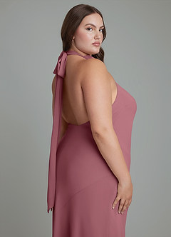 Azazie Velli Abiti da Damigella Abito Sirena in Chiffon Collo alto Rosa Del Deserto image14