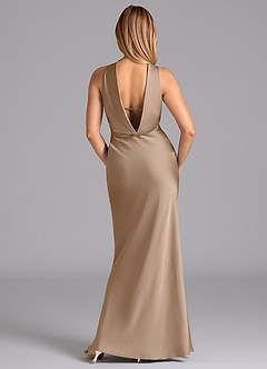 Azazie Lusinda Bridesmaid Dresses Taupe Mermaid Strapless Stretch Satin Dress image7