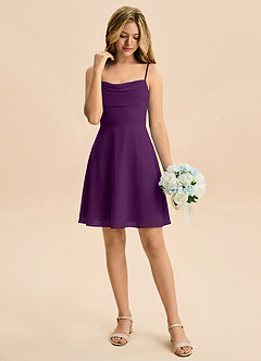Azazie Bear Junior Grape A-Line Pleated Chiffon Dress image3