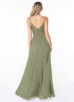 Azazie Lena Abiti da Damigella Abito A-Line in Chiffon Pizzo Pistacchio image3