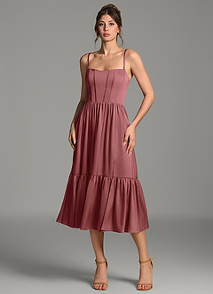 Azazie Delphina Bridesmaid Dresses Amethyst A-Line Corset Stretch Satin Convertible Dress image7